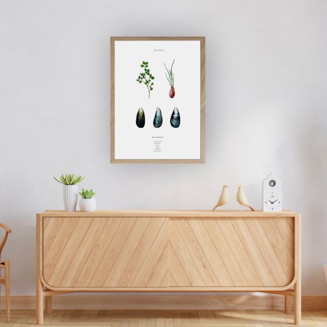 varek.illustrations - Affiche : La recette des Moules Marinières