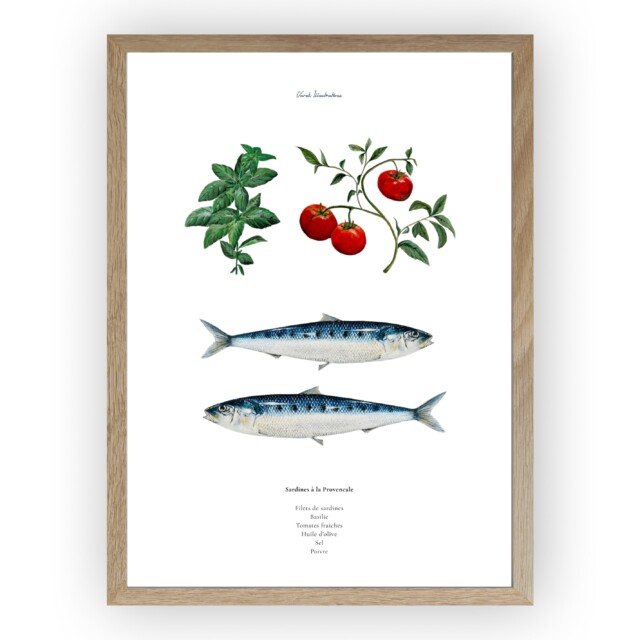 varek.illustrations - Affiche : La recette des Sardines à la Provencale