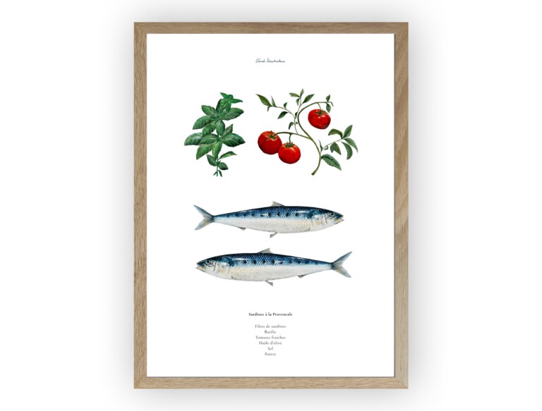 varek.illustrations - Affiche : La recette des Sardines à la Provencale