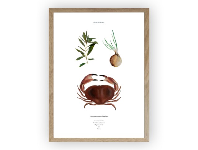 varek.illustrations - Affiche : La recette du Tourteau au Court-Bouillon