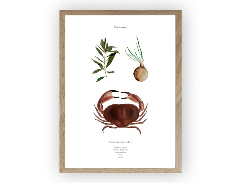 varek.illustrations - Affiche : La recette du Tourteau au Court-Bouillon