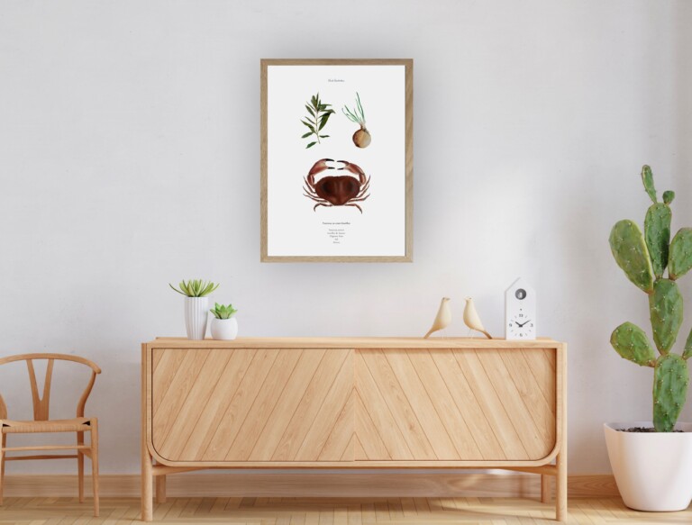 varek.illustrations - Affiche : La recette du Tourteau au Court-Bouillon
