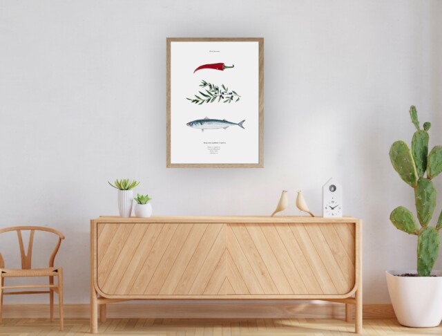 varek.illustrations - Affiche : La recette du Maquereau au Piment d'Espelette