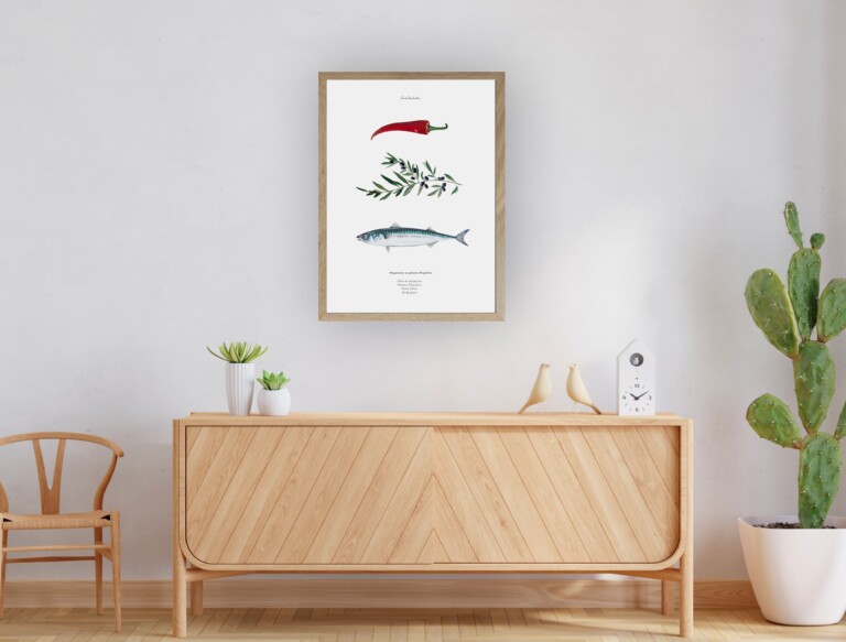 varek.illustrations - Affiche : La recette du Maquereau au Piment d'Espelette