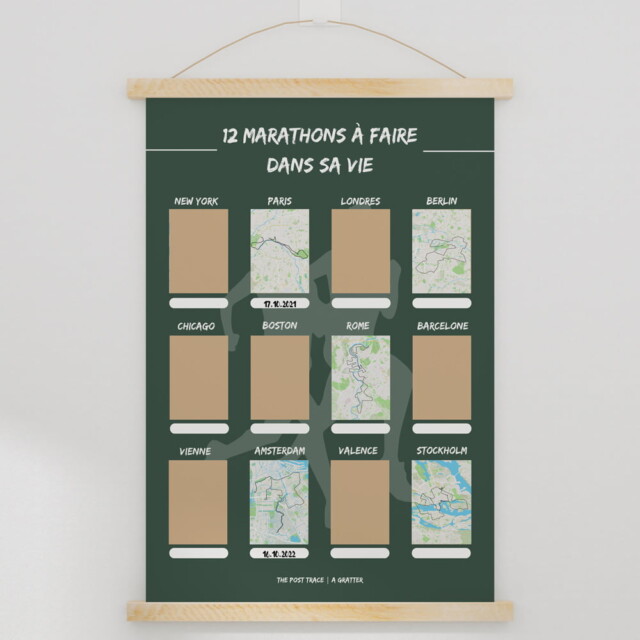 The Post Trace - Carte à Gratter 12 Marathons à faire dans sa vie