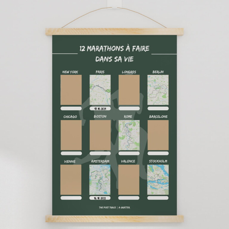 The Post Trace - Carte à Gratter 12 Marathons à faire dans sa vie