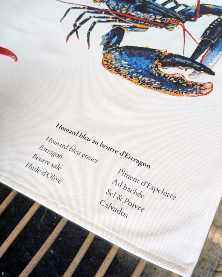 varek.illustrations - Torchon 100% coton : Le Homard au beurre d'estragon