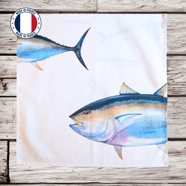 varek.illustrations - Serviette de table en coton : Thon Rouge