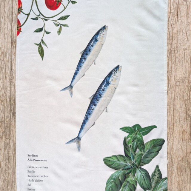 varek.illustrations - Lot de 3 Torchons 100% coton : Les Recettes de Poissons