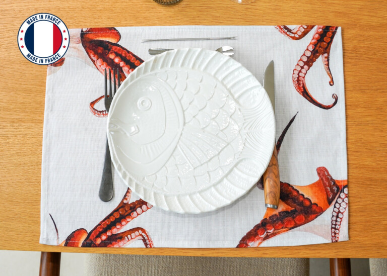 varek.illustrations - Set de table en coton enduit : Poulpe