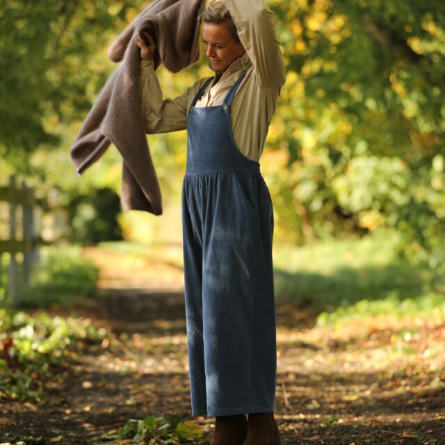 Quintessence - Salopette Isaure - velours côtelé bleu officier