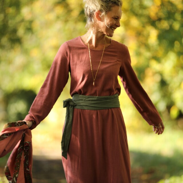 Quintessence - Robe Armande – viscose/lin rose boisé