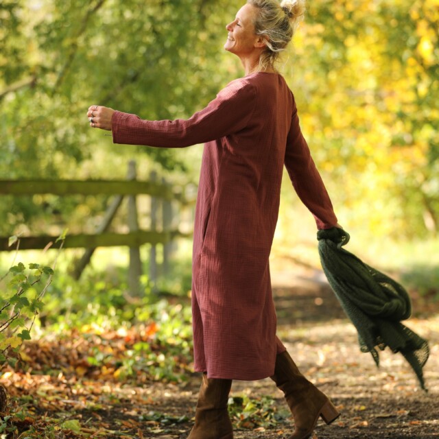 Quintessence - Robe Armande – double gaze de coton bois de rose