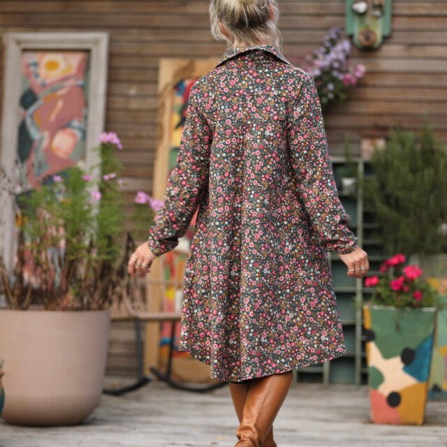 Quintessence - Robe Carole – Velours milleraies fleuri champêtre