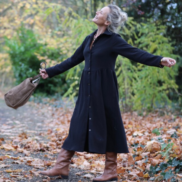 Quintessence - Robe Arlène - triple gaze de coton noire