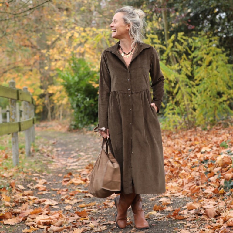 Quintessence - Robe Arlène - Velours côtelé moka