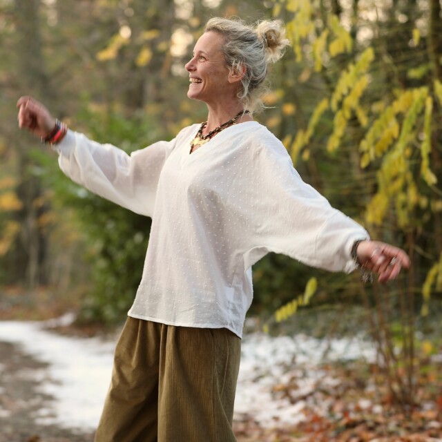 Quintessence - Blouse Mina – Voile de coton blanc plumetis