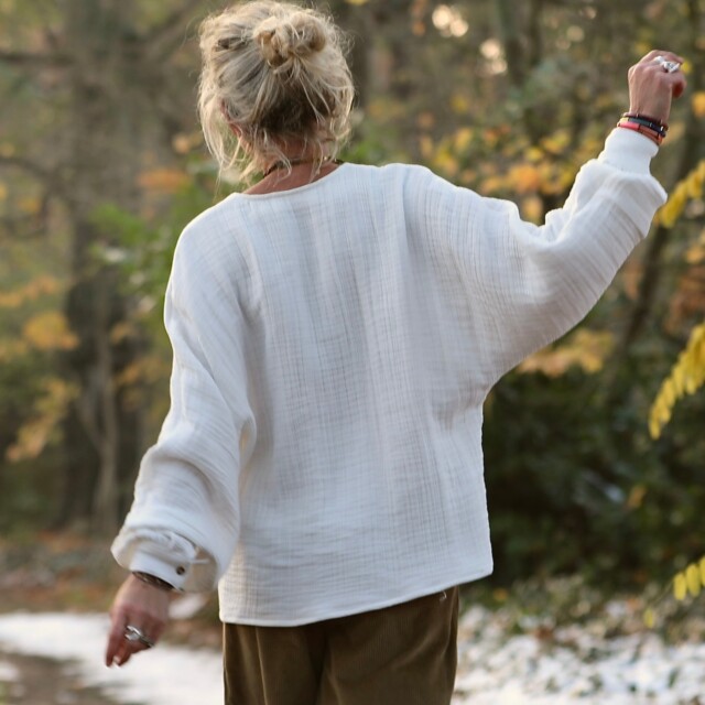 Quintessence - Blouse  Mina – Triple gaze de coton blanche
