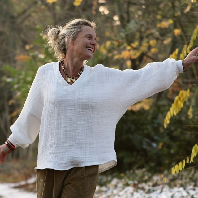 Quintessence - Blouse  Mina – Triple gaze de coton blanche