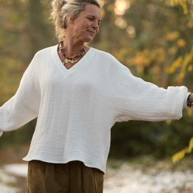 Quintessence - Blouse  Mina – Triple gaze de coton blanche