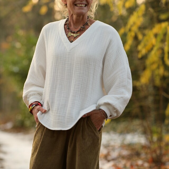 Quintessence - Blouse  Mina – Triple gaze de coton blanche