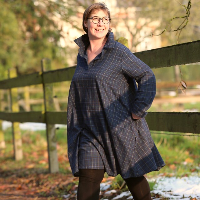 Quintessence - Robe Carole – flanelle de coton tartan bleu