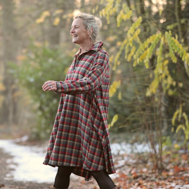 Quintessence - Robe Carole – flanelle de coton tartan érable rouge
