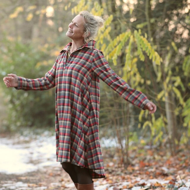 Quintessence - Robe Carole – flanelle de coton tartan érable rouge