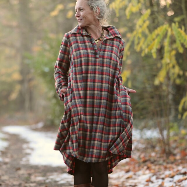 Quintessence - Robe Carole – flanelle de coton tartan érable rouge