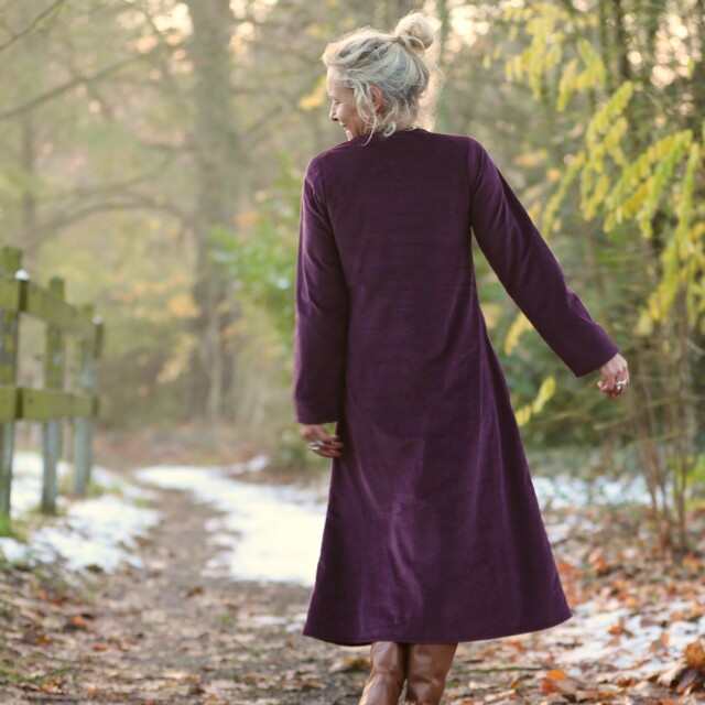Quintessence - Robe Armande – velours côtelé prune