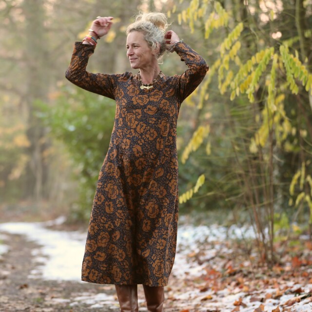 Quintessence - Robe Armande – Satin de coton Fleurs de Curcuma