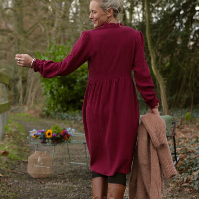 Quintessence - Robe Allegra - double gaze de coton framboise