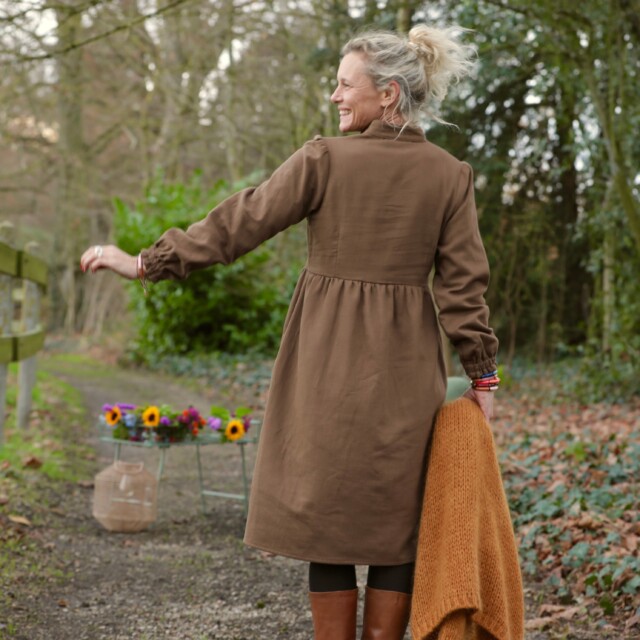 Quintessence - Robe Allegra - Tissage mixte gaze & sergé de coton moka