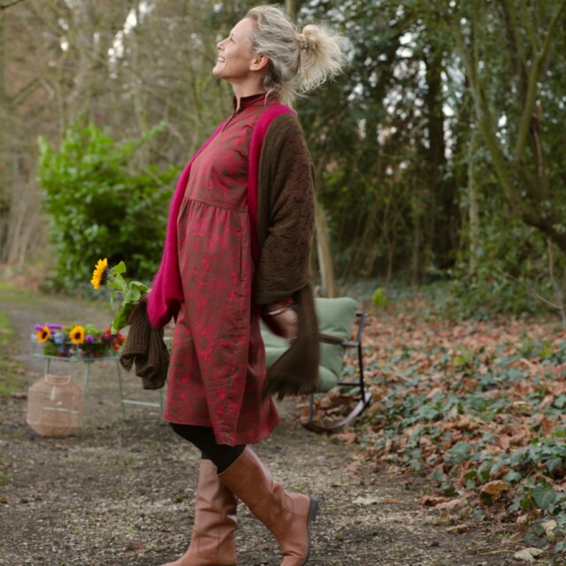 Quintessence - Robe Allegra - Satin de coton Gourmandise moka & rose