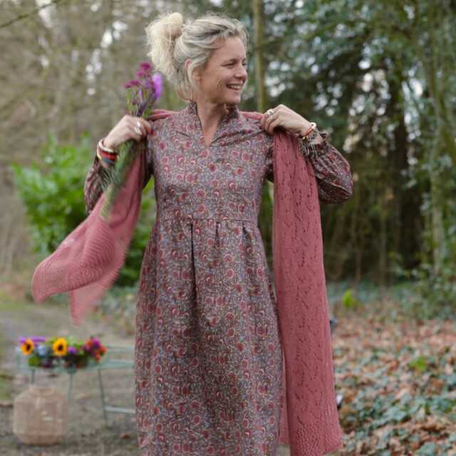 Quintessence - Robe Allegra - Satin de coton fleuri moka