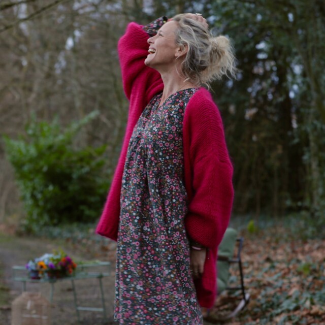 Quintessence - Robe Edonie coupe midi - Velours milleraies champêtre