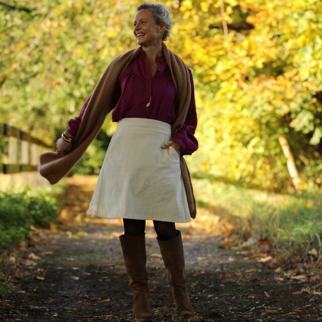 Quintessence - Jupe Maya - velours côtelé ivoire