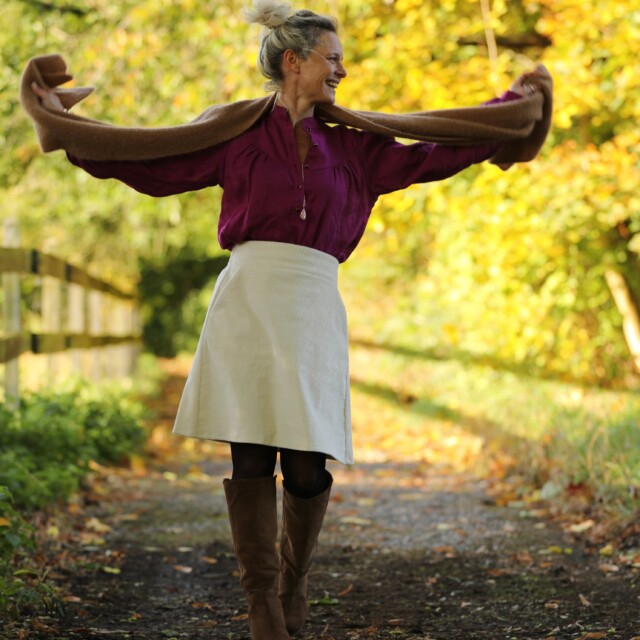Quintessence - Jupe Maya - velours côtelé ivoire