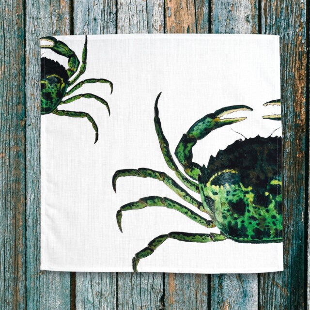 varek.illustrations - Serviette de table en coton : Crabe Vert
