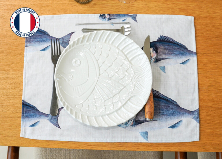 varek.illustrations - Set de table en coton enduit : Dorade