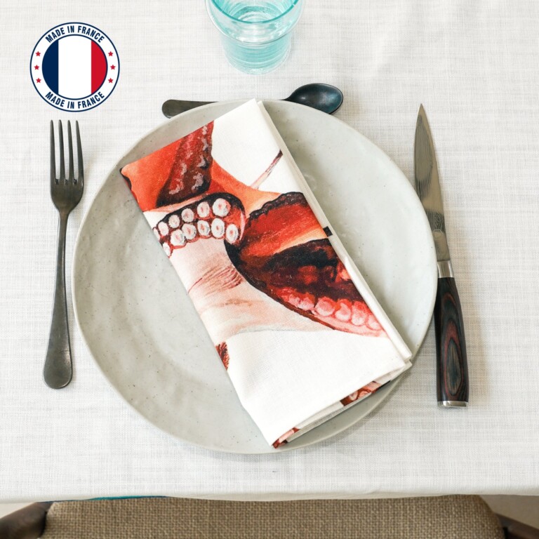 varek.illustrations - Serviette de table en coton : Poulpe