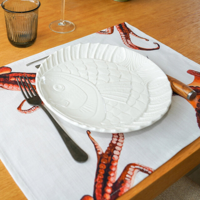 varek.illustrations - Set de table en coton enduit : Poulpe