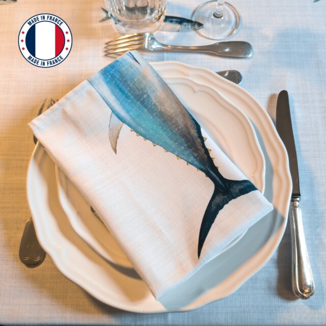 Varek Illustations - Serviette de table en coton : Thon Rouge