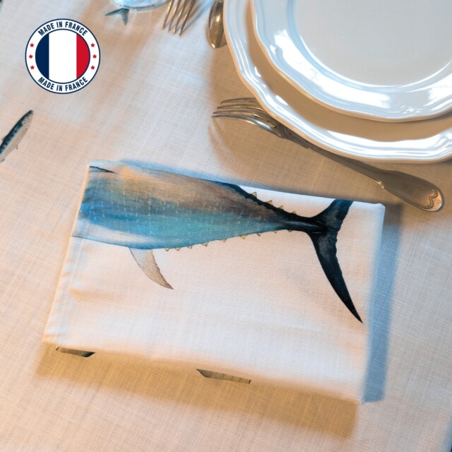 varek.illustrations - Serviette de table en coton : Thon Rouge
