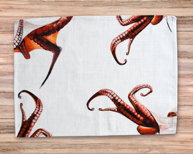 varek.illustrations - Set de table en coton enduit : Poulpe
