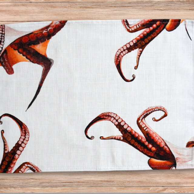 varek.illustrations - Set de table en coton enduit : Poulpe