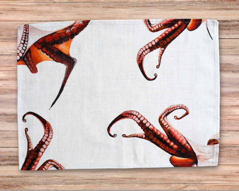 varek.illustrations - Set de table en coton enduit : Poulpe