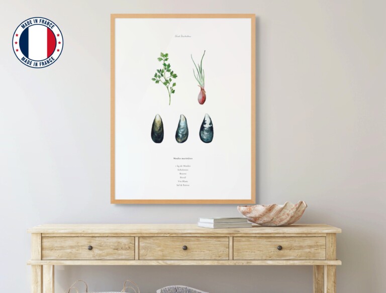 varek.illustrations - Affiche : La recette des Moules Marinières