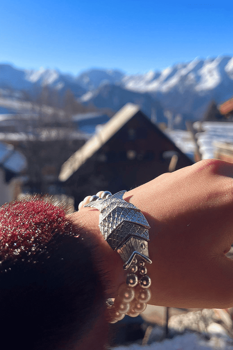 Bracelet poisson perles de culture NEIJE - Bracelet Gefilte Perles de Culture Blanches et Argent