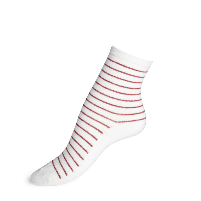Maison Broussaud - Les marinières - chaussettes femme - coton écru rouge